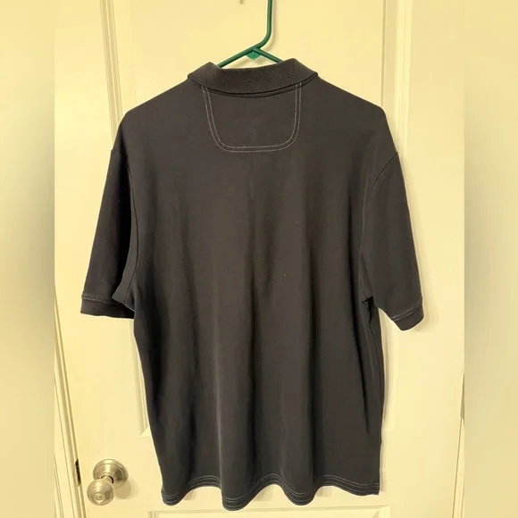 🌴TOMMY BAHAMA EUC Mens Black Polo with Blue Logo size Large - Picture 2 of 3